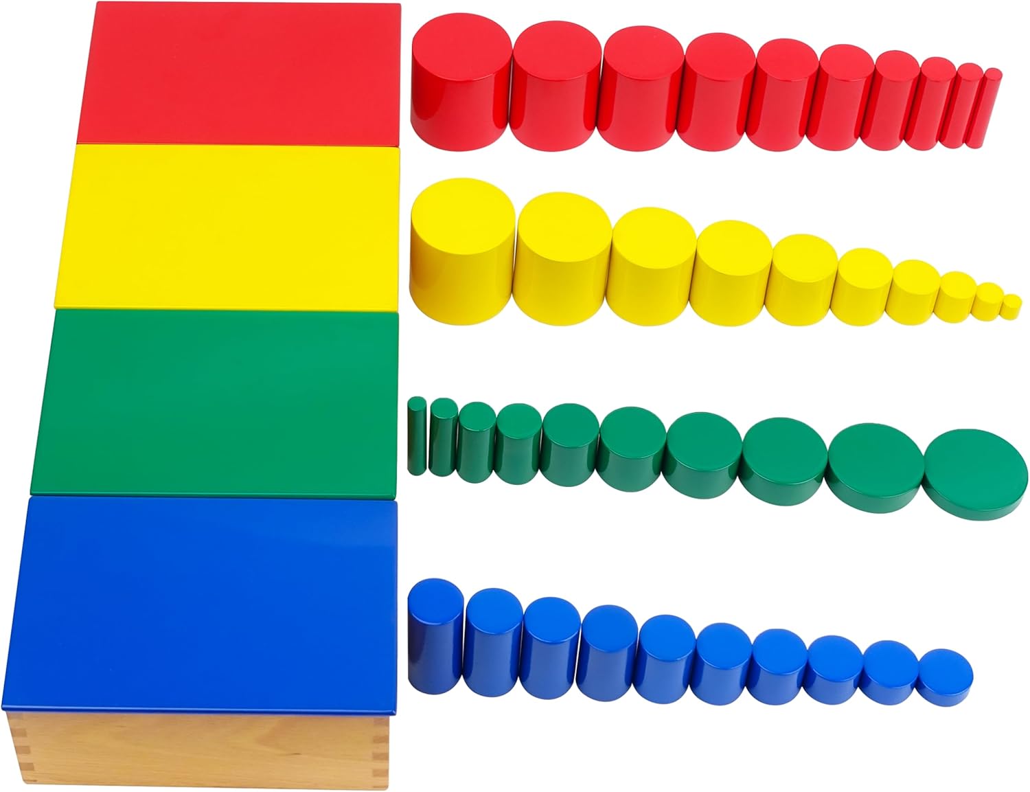 colorful knobless cylenders for montessori kids for motor skills