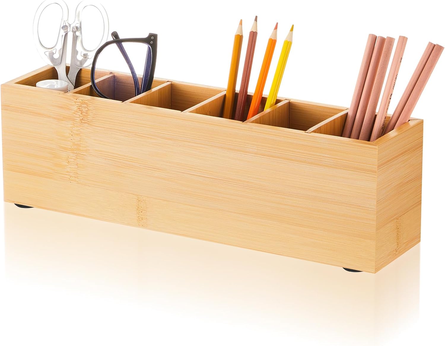 wooden pencil holder 6 compartments