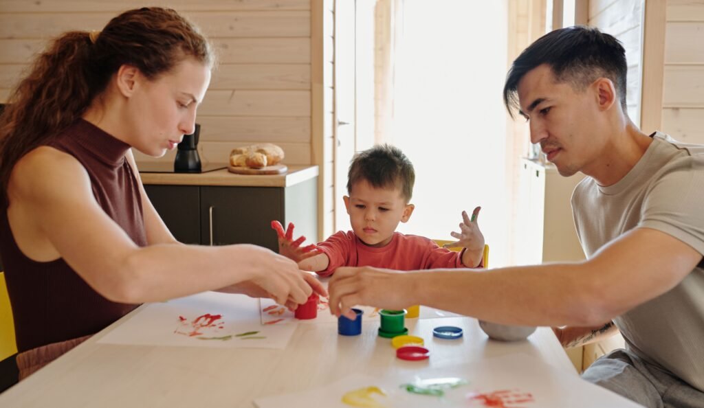 parents trying to make child focus